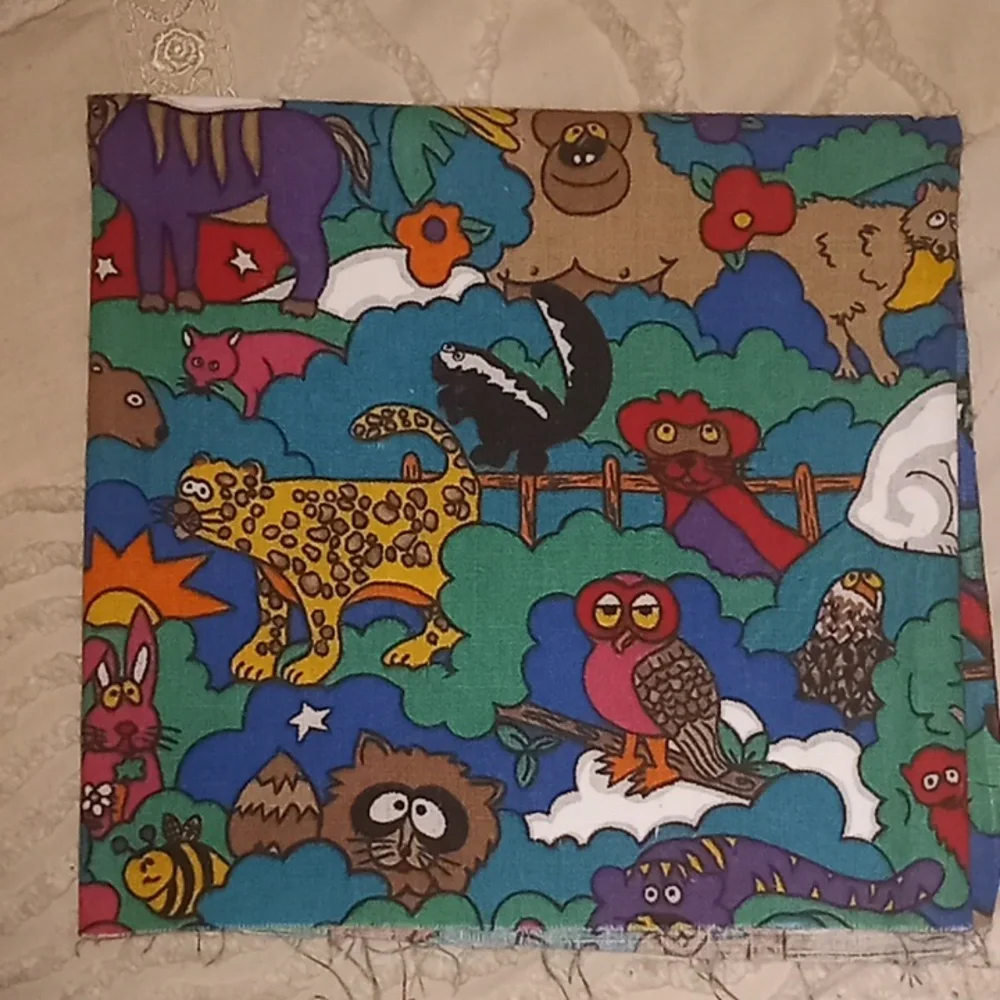Extra Left Over Fabric Animal Print Noah's Ark Fabric Craft Curtain 44